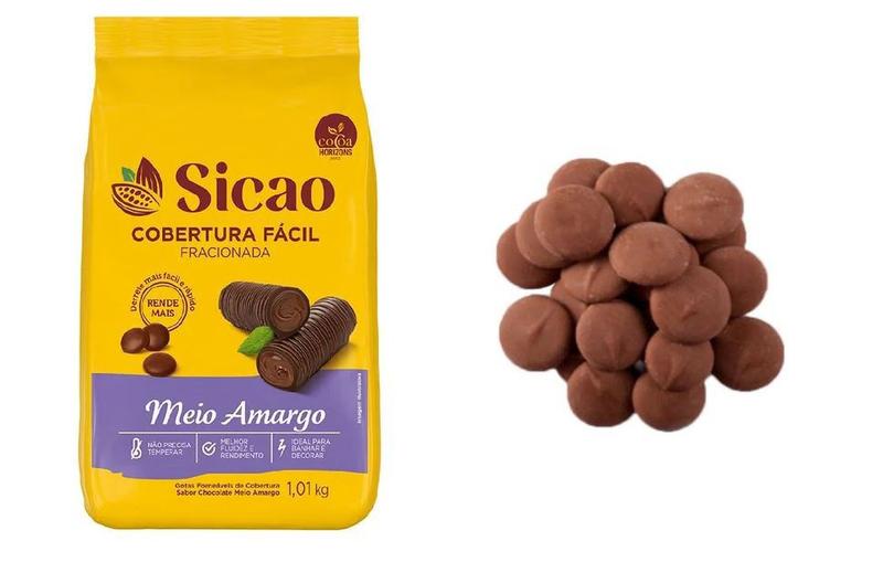 Kit 3 un Cobertura Facil Meio Amargo Gotas Sicao 1,01kg - Sicão Imagem de Kit 3 un Cobertura Facil Meio Amargo Gotas Sicao 1,01kg