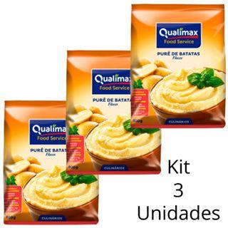 Kit 3 Un De Pure De Batata Flocos Qualimax Em Pó Em Pacote De 800g Para Hotel Pousada Rende 5.5kg Imagem de Kit 3 Un De Pure De Batata Flocos Qualimax Em Pó Em Pacote De 800g Para Hotel Pousada Rende 5.5kg