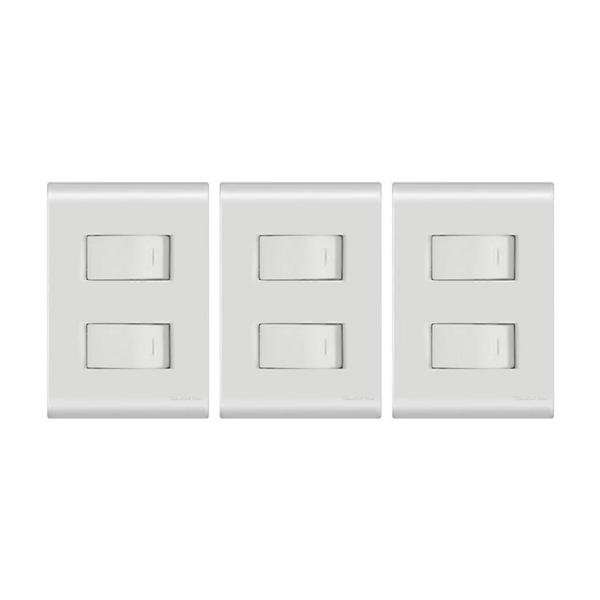 Kit 3 un. Interruptor Simples 2 teclas com placa 4x2 Liz Tramontina Imagem de Kit 3 un. Interruptor Simples 2 teclas com placa 4x2 Liz Tramontina