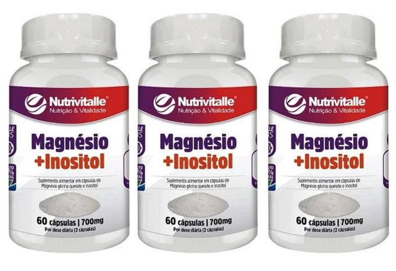 Imagem de Kit 3 Un - Magnesio Inositol 700Mg 60 Capsulas Nutrivitalle