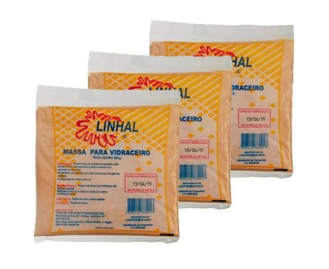 Kit 3 Un Massa Para Vidraceiro 500G Linhal Imagem de Kit 3 Un Massa Para Vidraceiro 500G Linhal