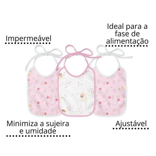 Imagem de Kit 3 und babador estampado impermeavel felpudo 100% algodao