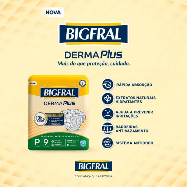 Imagem de Kit 3 und Fralda Ger Bigfral Derma Plus Tamanho P 9 und