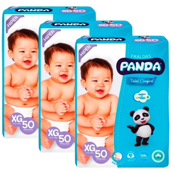 Imagem de Kit 3 und Fralda Infantil Panda Hiper Tamanho XG 50 und