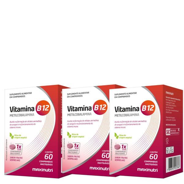 Imagem de Kit 3 und - VITAMINA B12 MASTIGAVEIS 180 gomas - Maxinutri 