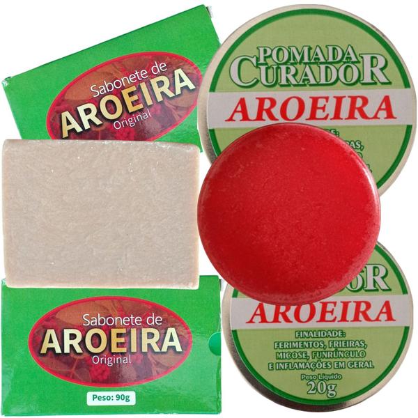 Imagem de kit 3/unidade sabonete de aroeira 2/uni pomada de aroeira.(ENVIO RAPIDO)