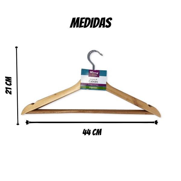 Imagem de Kit 3 Unidades Cabide De Madeira Marfim com Verniz