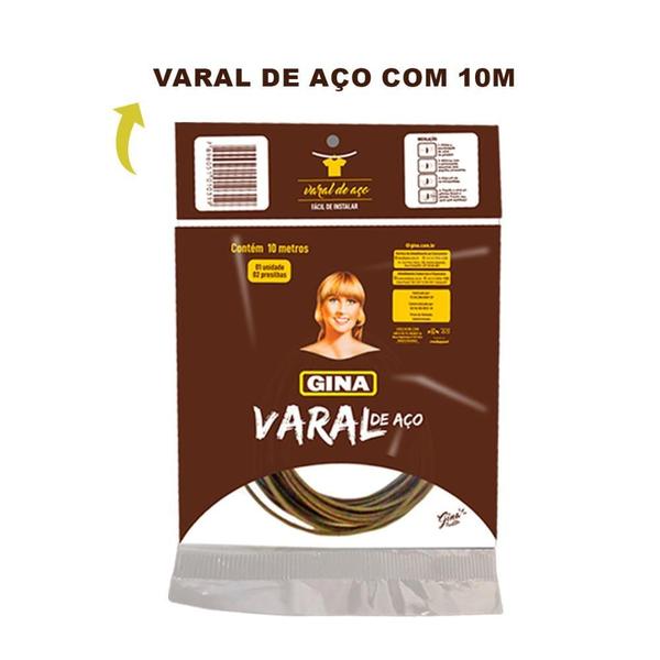 Imagem de Kit 3 unidades de Varal de aço de 10 metros Resistente para estender roupas Áreas externas e internas com presilha fixa