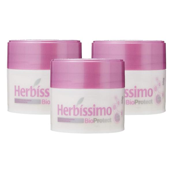 Imagem de Kit 3 Unidades Desodorante Creme Herbissimo Bio Protect Hibisco 55g