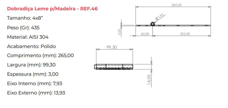 Imagem de Kit 3 unidades Dobradiça Inox Leme triangulo Reforçada 100x200 mm Porteira  porta Portão Mahler Inox