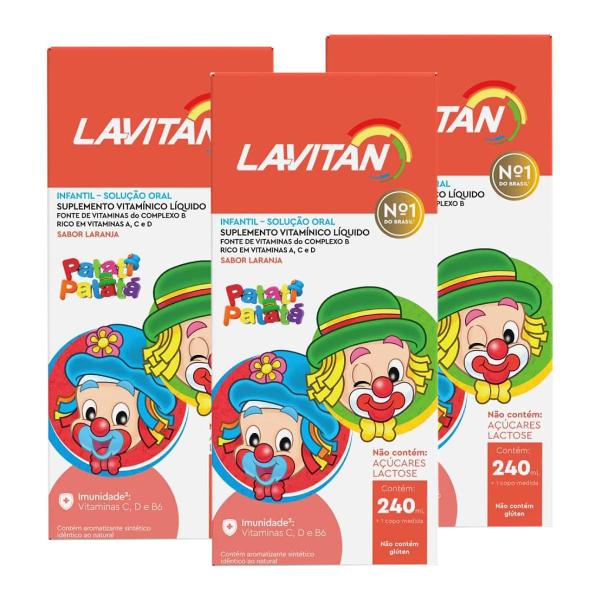 Imagem de Kit 3 Unidades Lavitan Kids Laranja 240ml