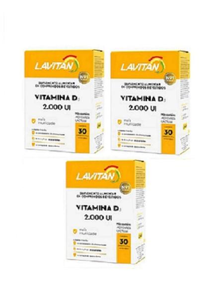 Imagem de Kit 3 Unidades Lavitan Vitamina D3 2.000Ui - 30 Comprimidos