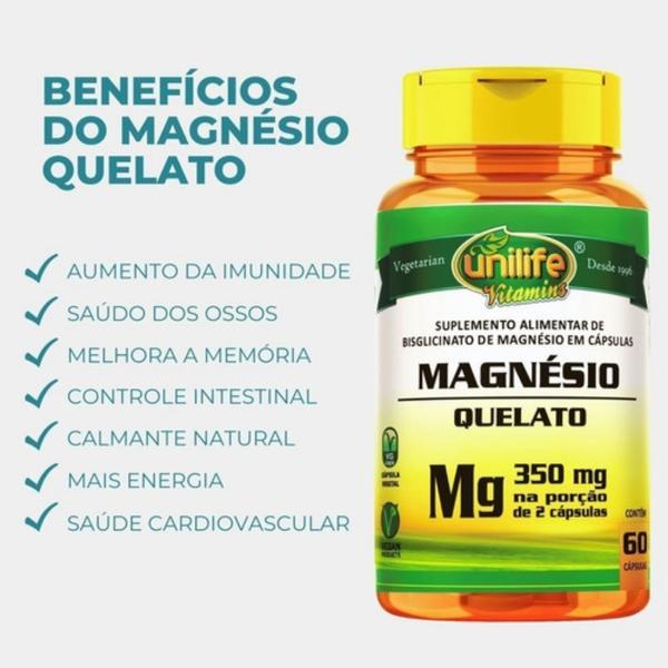 Imagem de Kit 3 Unidades Magnésio Quelato Puro Vegan 700mg 60 Cápsulas Unilife