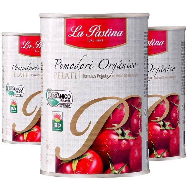 Kit 3 Unidades Tomate Pelado Orgânico La Pastina 400G Imagem de Kit 3 Unidades Tomate Pelado Orgânico La Pastina 400G