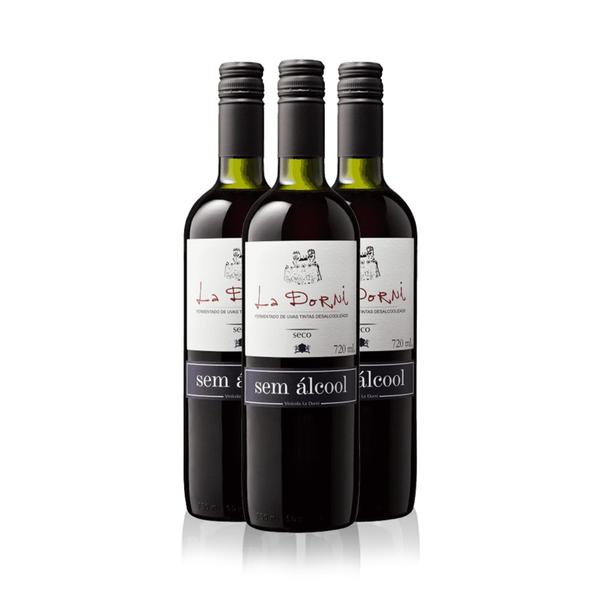 Imagem de Kit 3 unidades - vinho la dorni tinto seco bordô sem álcool 720 ml - sem açúcar