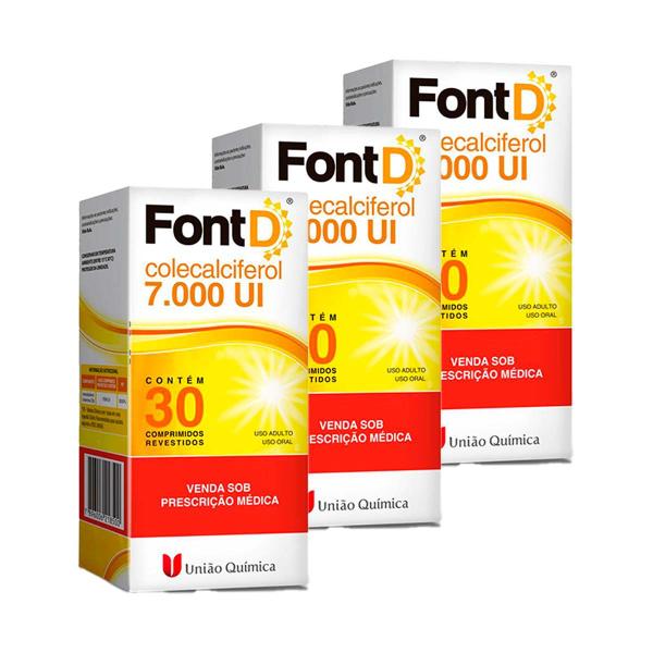 Imagem de Kit 3 unidades - Vitamina D Font D 7.000UI 30 Cápsulas