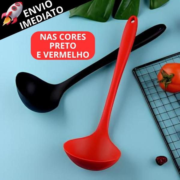 Imagem de Kit 3 Utensílio de Silicone Colher Pegador de Massas e Concha Resistente Qualidade Silicone Premium