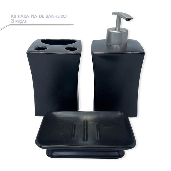 Imagem de Kit 3 utesilios para Banheiro Porta Sabonetes porta escovas suporte para sabonete Lavabo Porcelana