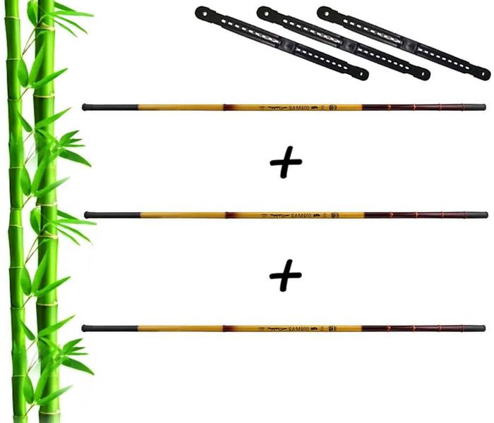 Imagem de Kit 3 Varas Telescópicas Albatroz Fishing Bamboo 41% Carbono - 3,60 Metros