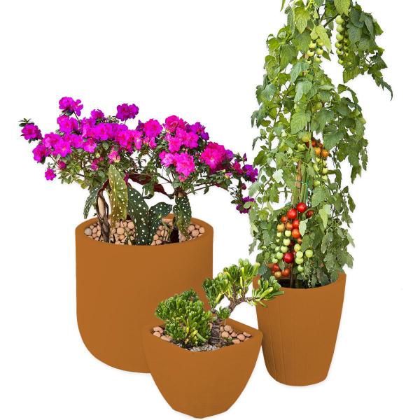 Imagem de Kit 3 Vaso Decoração Planta Polietileno Variados Jardim CD50