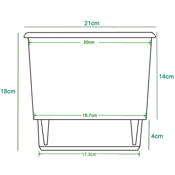 Imagem de Kit 3 Vaso Raiz Autoirrigavel 21x18 Branco Plantas Temperos