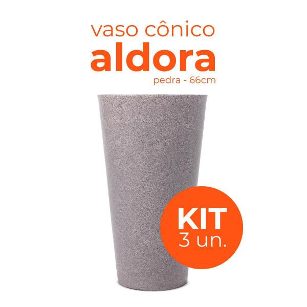 Imagem de Kit 3 Vasos Aldora Pedra 66cm Terrano