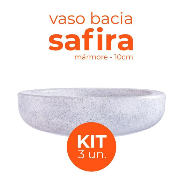 Imagem de Kit 3 Vasos Bacia Safira Mármore 10cm Terrano