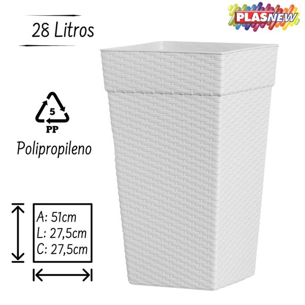 Imagem de Kit 3 Vasos Coluna Luxo Rattan Plástico 28l/17l/10l Jardim Plantas Flores Pracasa Plasnew