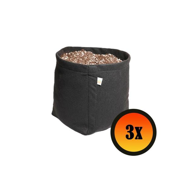 Kit 3 Vasos De Flores E Plantas 11 Litros De Feltro Preto - King Pot Imagem de Kit 3 Vasos De Flores E Plantas 11 Litros De Feltro Preto
