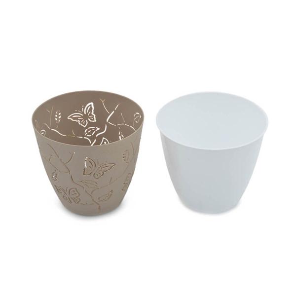 Imagem de Kit 3 Vasos de Flores Plantas Cachepot 3D Floreira de Mesa Decor 700ml Plasvale Pequeno Borboletas