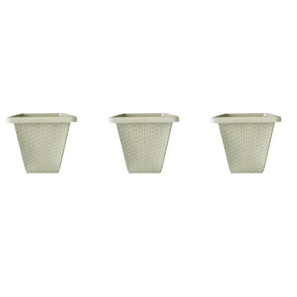 Imagem de Kit 3 Vasos De Planta Médio 3litros Quadrado Plástico Rattan