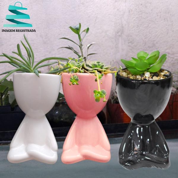 Imagem de Kit 3 Vasos Decorativos Para Sala - Vaso Suculenta plantas enfeite De Rack Decoração Casa