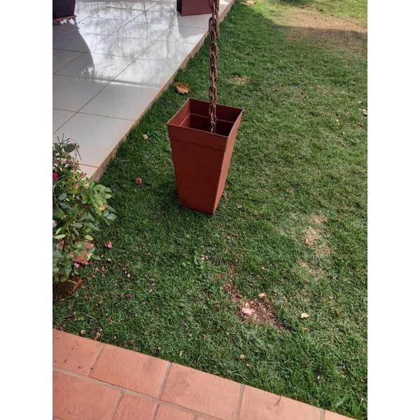 Imagem de Kit 3 Vasos Grande Quadrado Rattan Para Flores e Plantas 17,5 Litros - Marron