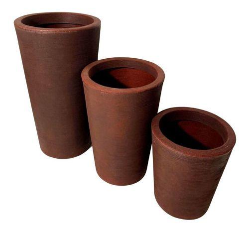 Imagem de Kit 3 Vasos Grandes De Polietileno Decorativo Para Plantas E Flores 