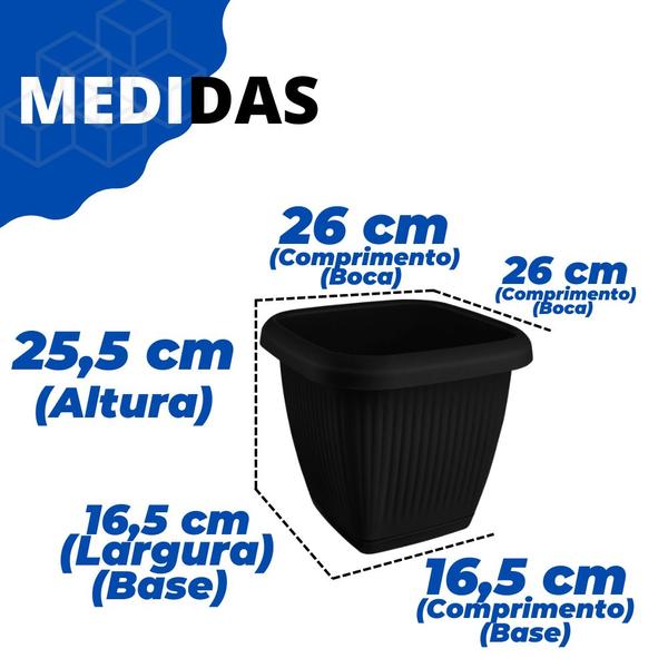 Imagem de Kit 3 Vasos Para Plantas 9,6L C/ Prato Decoração Casa Jardim