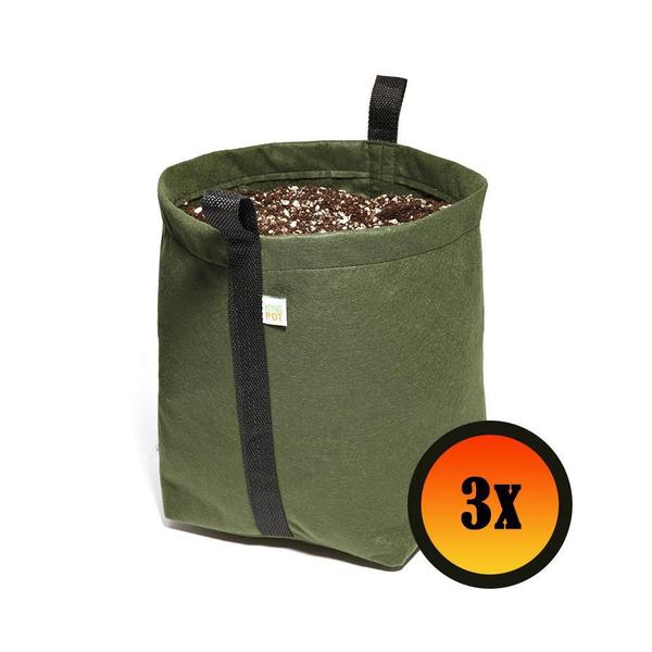 Imagem de Kit 3 Vasos Plantas Legumes Feltro 20L Alças Moderno Verde