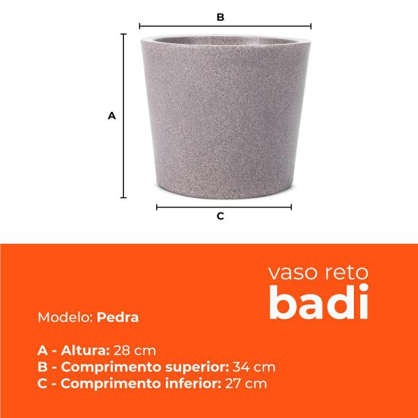 Imagem de Kit 3 Vasos Reto Badi Pedra 28 Terrano