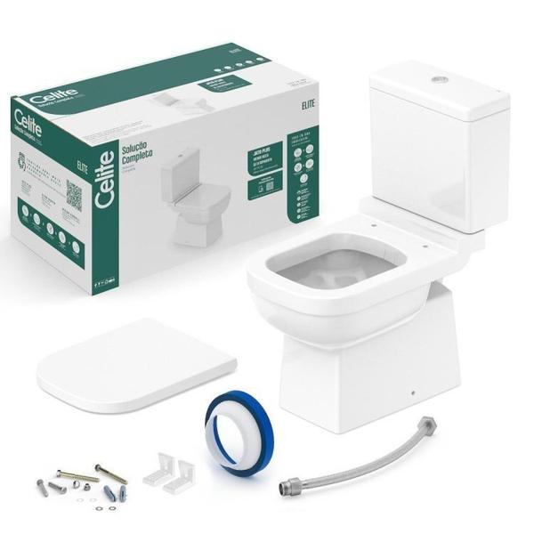 Imagem de Kit 3 Vasos Sanitário com Caixa Acoplada e Assento Soft Close Elite Celite