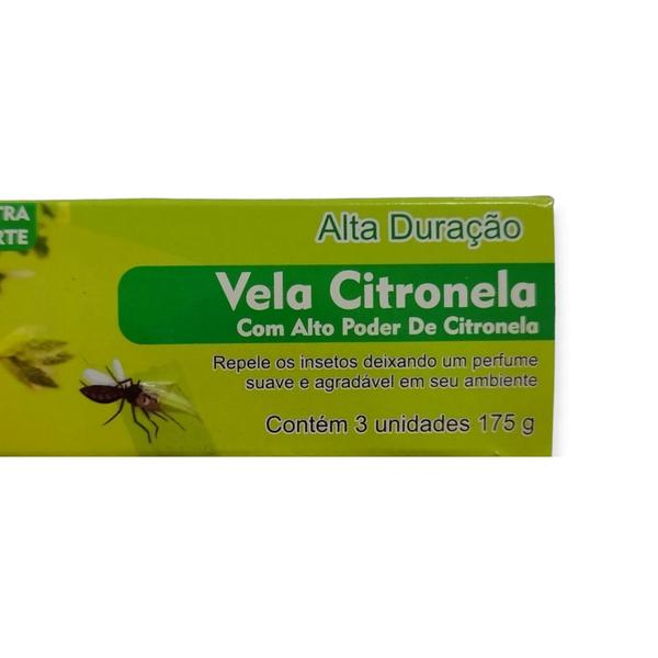 Imagem de Kit 3 Vela Citronela Extra Forte Repelente Pernilongo Mosquito Dengue Borrachudo - Envio Já