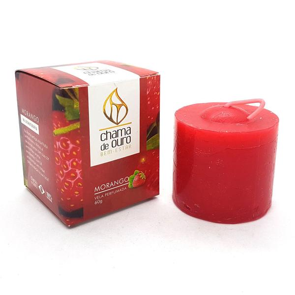 Imagem de Kit 3 Velas Aromática Perfumada Vela Decorativa Morango 60g