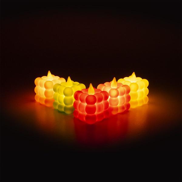 Kit 3 Velas Decorativas Colorida Eletrônica Bubble Quadrada - Hxt Imagem de Kit 3 Velas Decorativas Colorida Eletrônica Bubble Quadrada