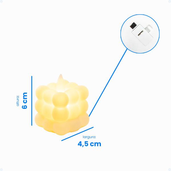 Kit 3 Velas Decorativas Colorida Eletrônica Bubble Quadrada - Hxt Imagem de Kit 3 Velas Decorativas Colorida Eletrônica Bubble Quadrada