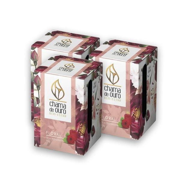 Imagem de Kit 3 Velas Floral Aromáticas Perfumada Vela Decorativa 60g