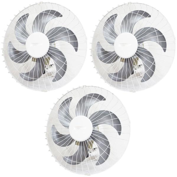 Imagem de Kit 3 Ventiladores Parede 50cm 200W Industrial Turbo Turbão 6 Pás Bivolt 110V 220V Branco Vitalex