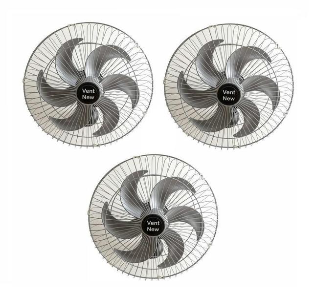 Imagem de Kit 3 Ventiladores Parede Oscilante 50Cm Prata