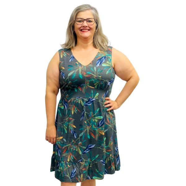 Imagem de Kit 3 Vestidos Estampados Plus Size Regata Midi Gola V Frente Forrada Moda Verão