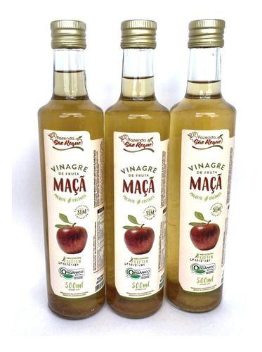 Imagem de Kit 3 Vinagres Orgânico De Maça Fazenda São Roque 500ml