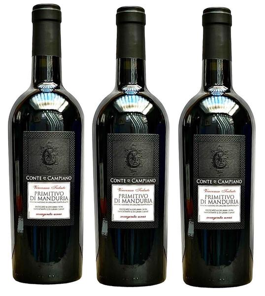 Kit 3 Vinho Conte Di Campiano Primitivo Di Manduria 750Ml Imagem de Kit 3 Vinho Conte Di Campiano Primitivo Di Manduria 750Ml