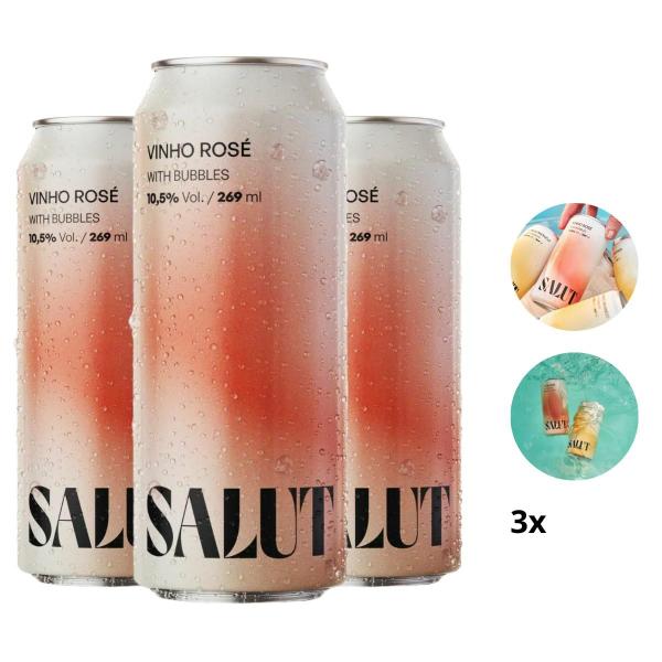 Imagem de Kit 3 Vinho em Lata Salut Frisante Rosé Vegano 269ml