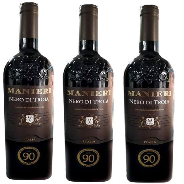 Imagem de Kit 3 Vinho Italiano Manieri Nero Di Troia Puglia Igt 750Ml